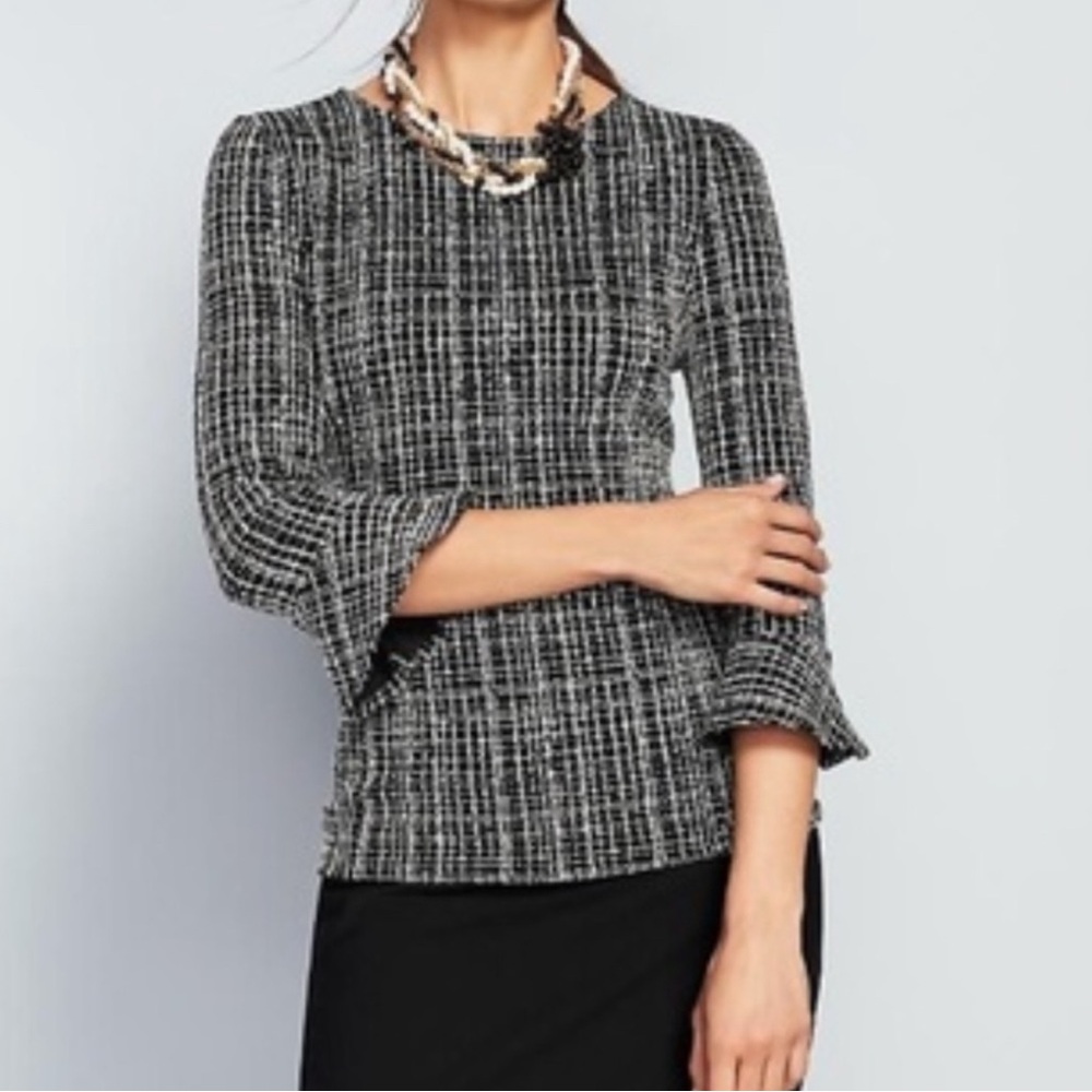☀️3/$15 Talbots Textured Ruffle Sleeve Top XP